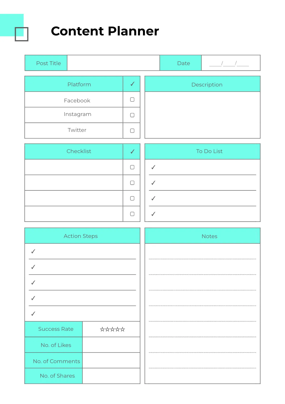 Free Simple Social Media Planner Template to Edit Online