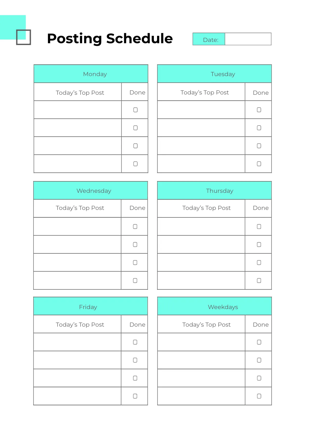 Free Simple Social Media Planner Template to Edit Online