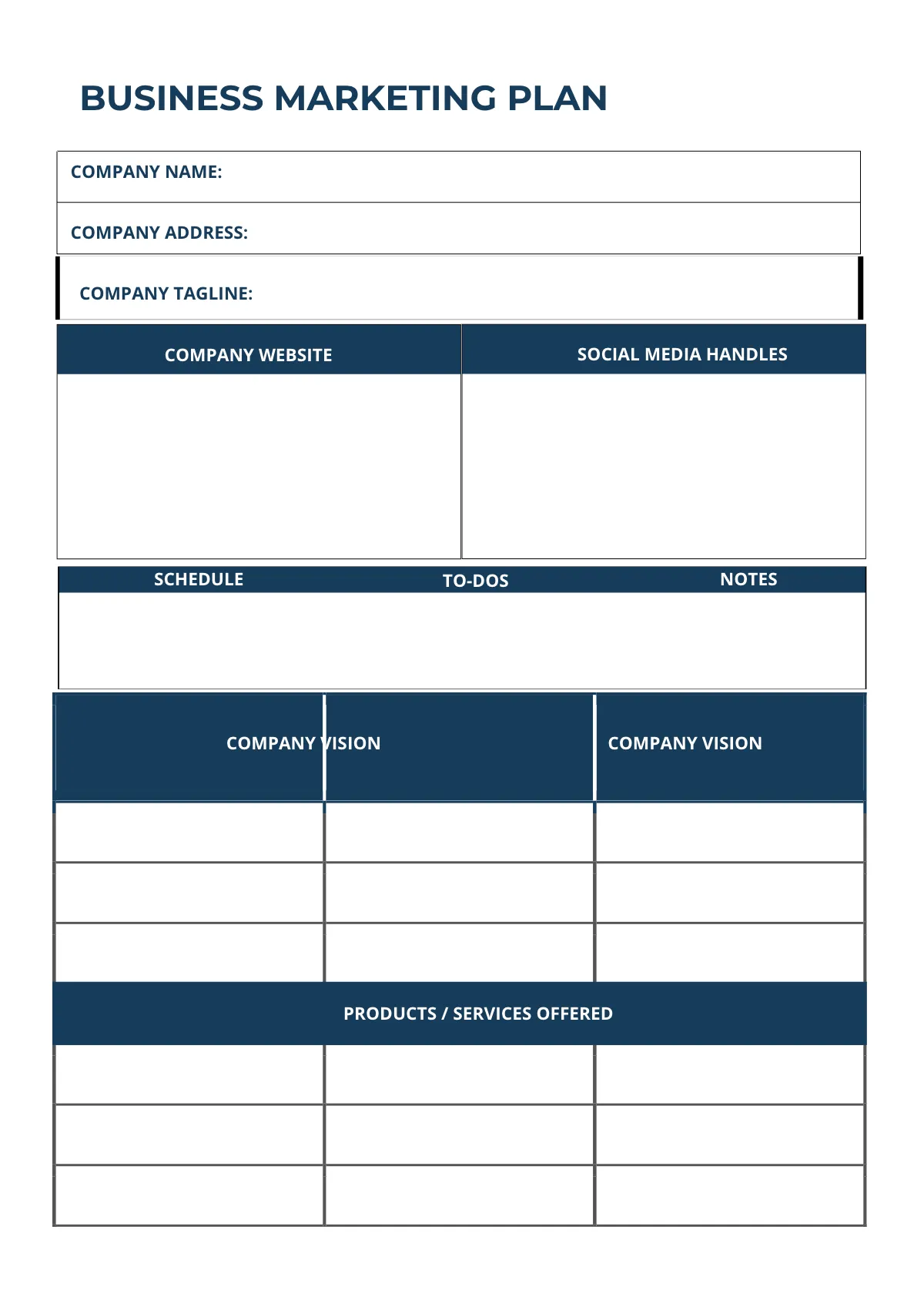 Free Simple Marketing Planner Template to Edit Online