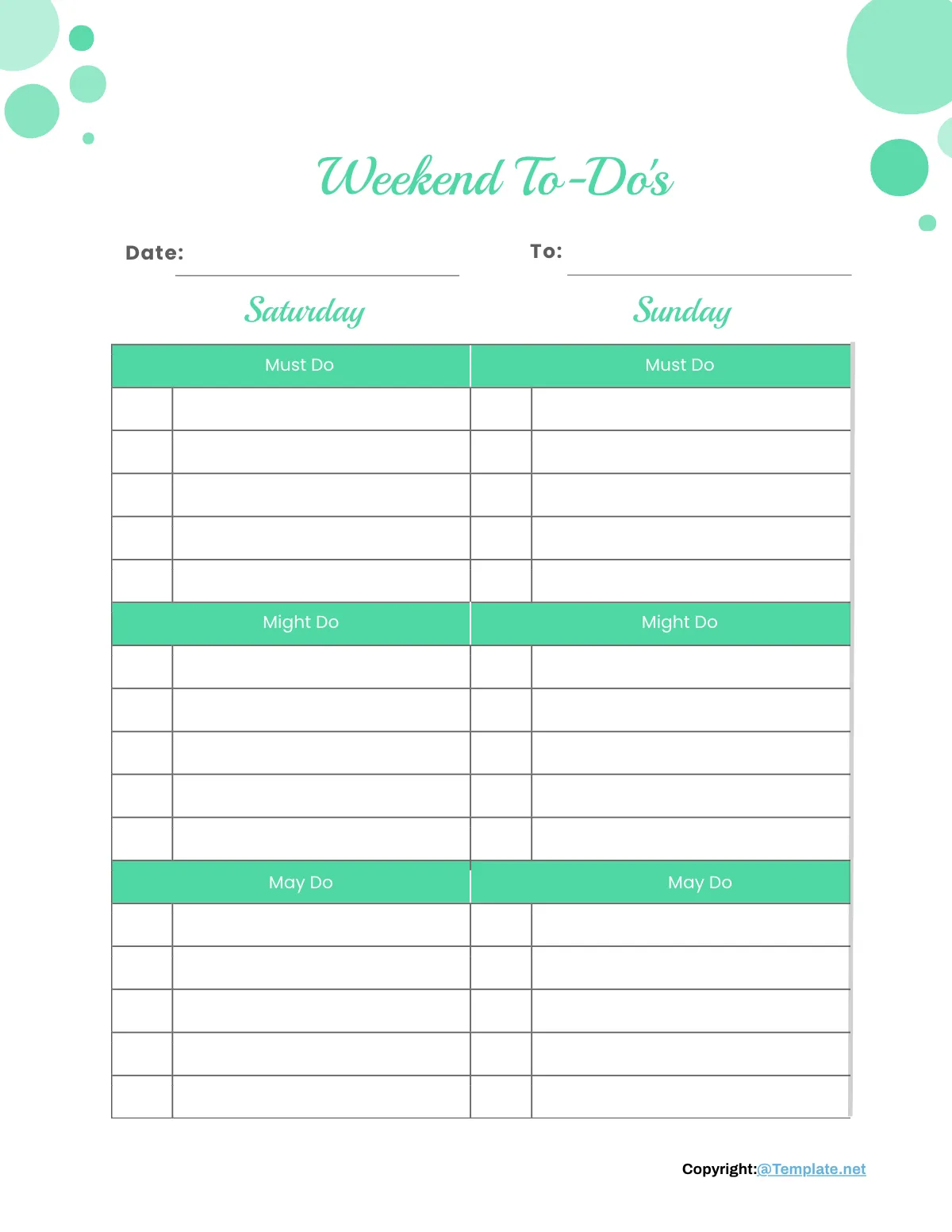Free Editable To Do List Planner Template to Edit Online