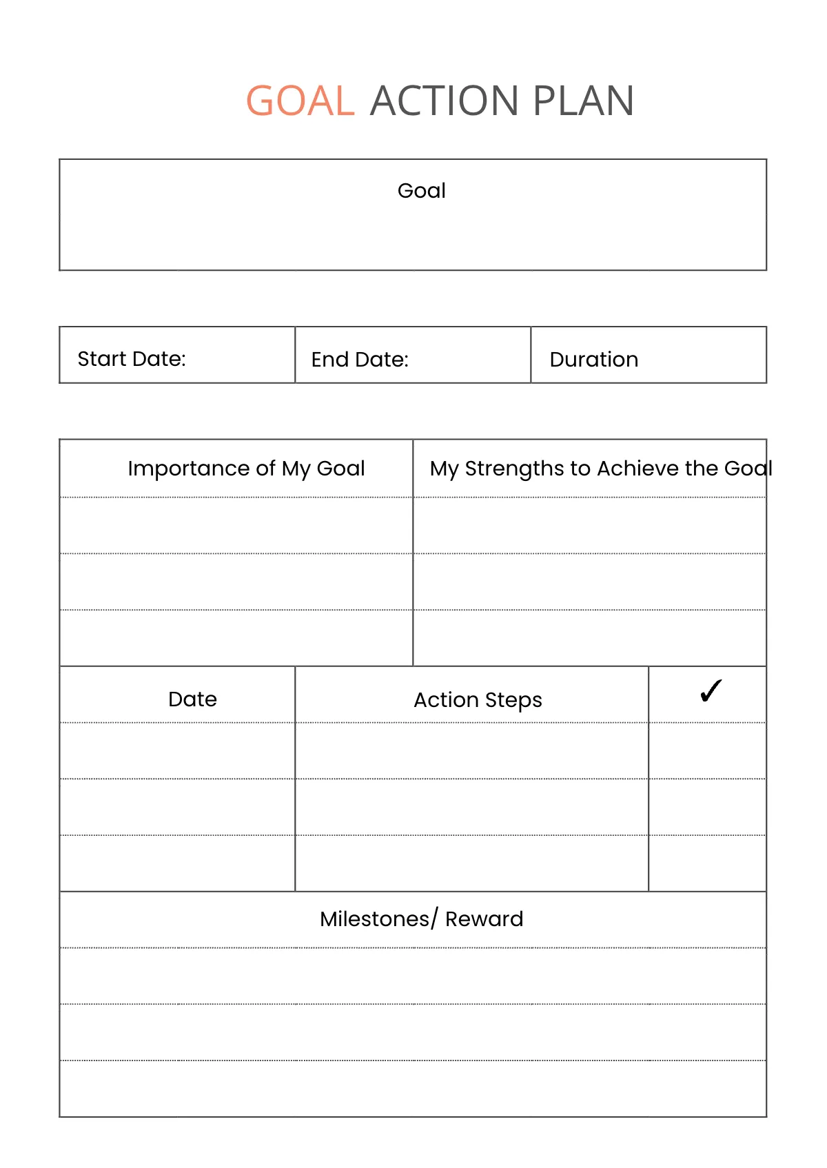 Free Simple Goal Planner Template to Edit Online