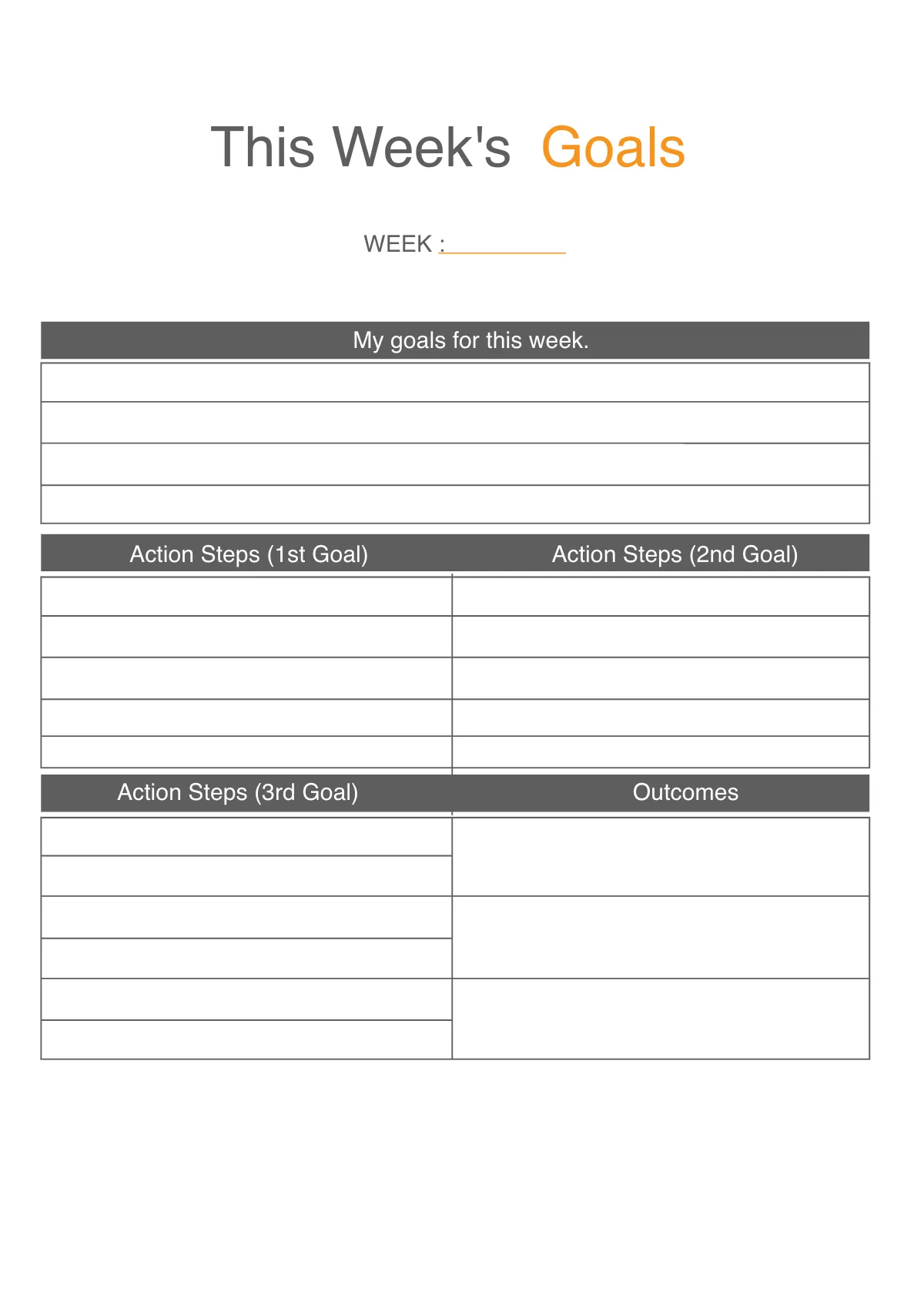 Free Editable Goal Planner Template to Edit Online