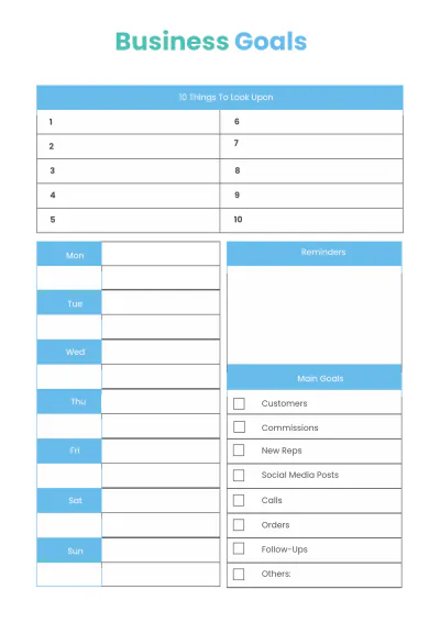 Free Editable Sales Planner Template to Edit Online
