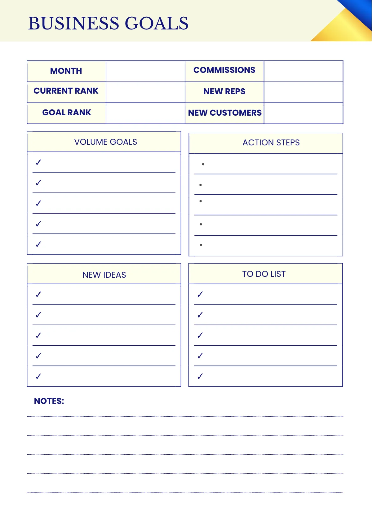 Free Simple Sales Planner Template to Edit Online
