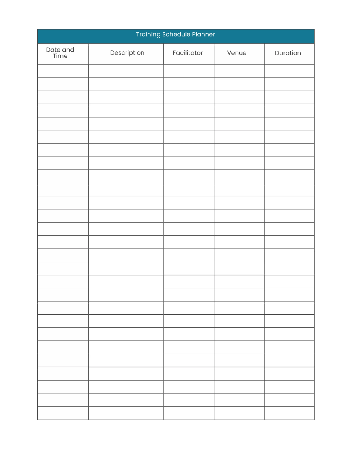 Free Basic Training Planner Template to Edit Online