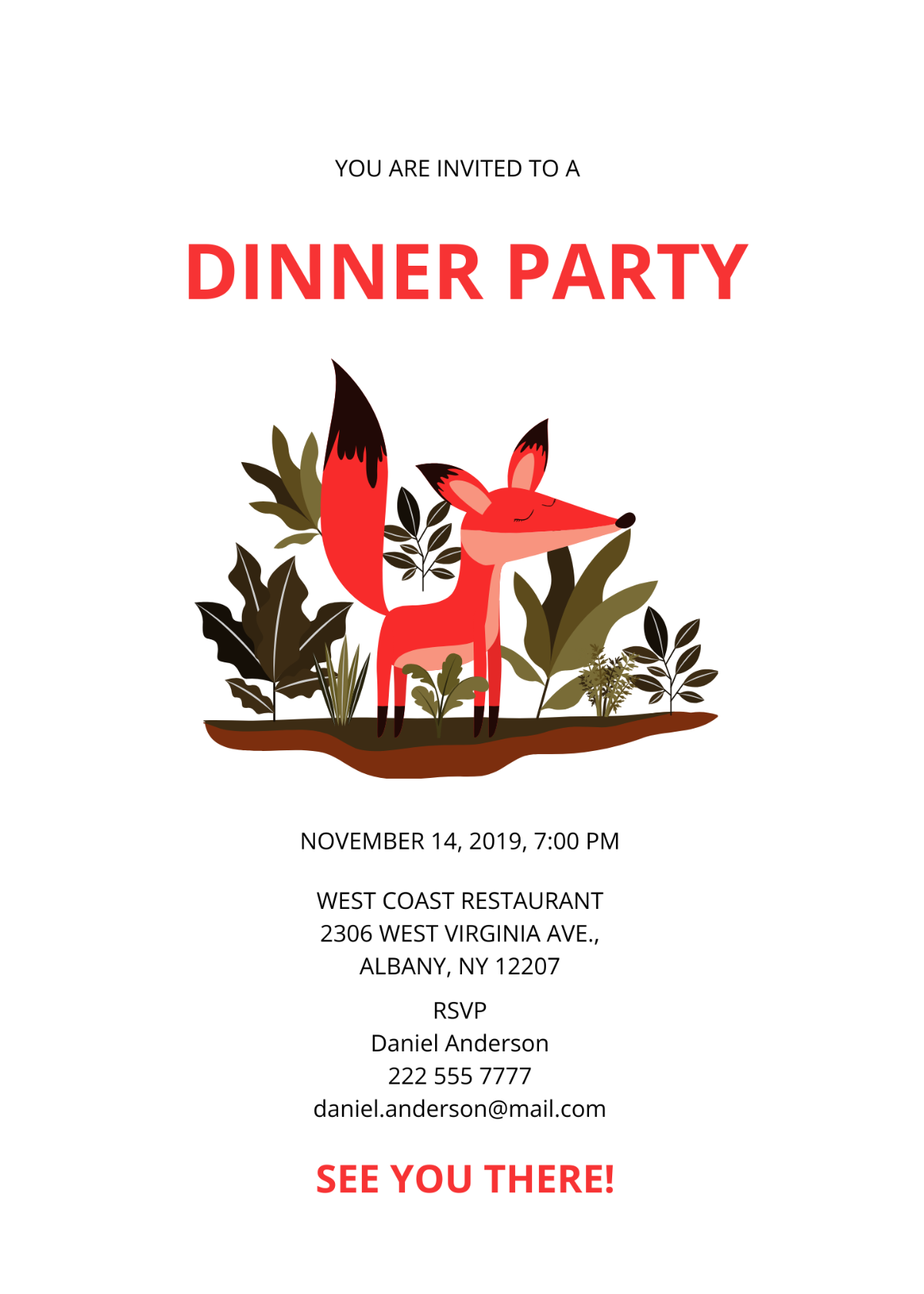 Fox Dinner Invitation Template