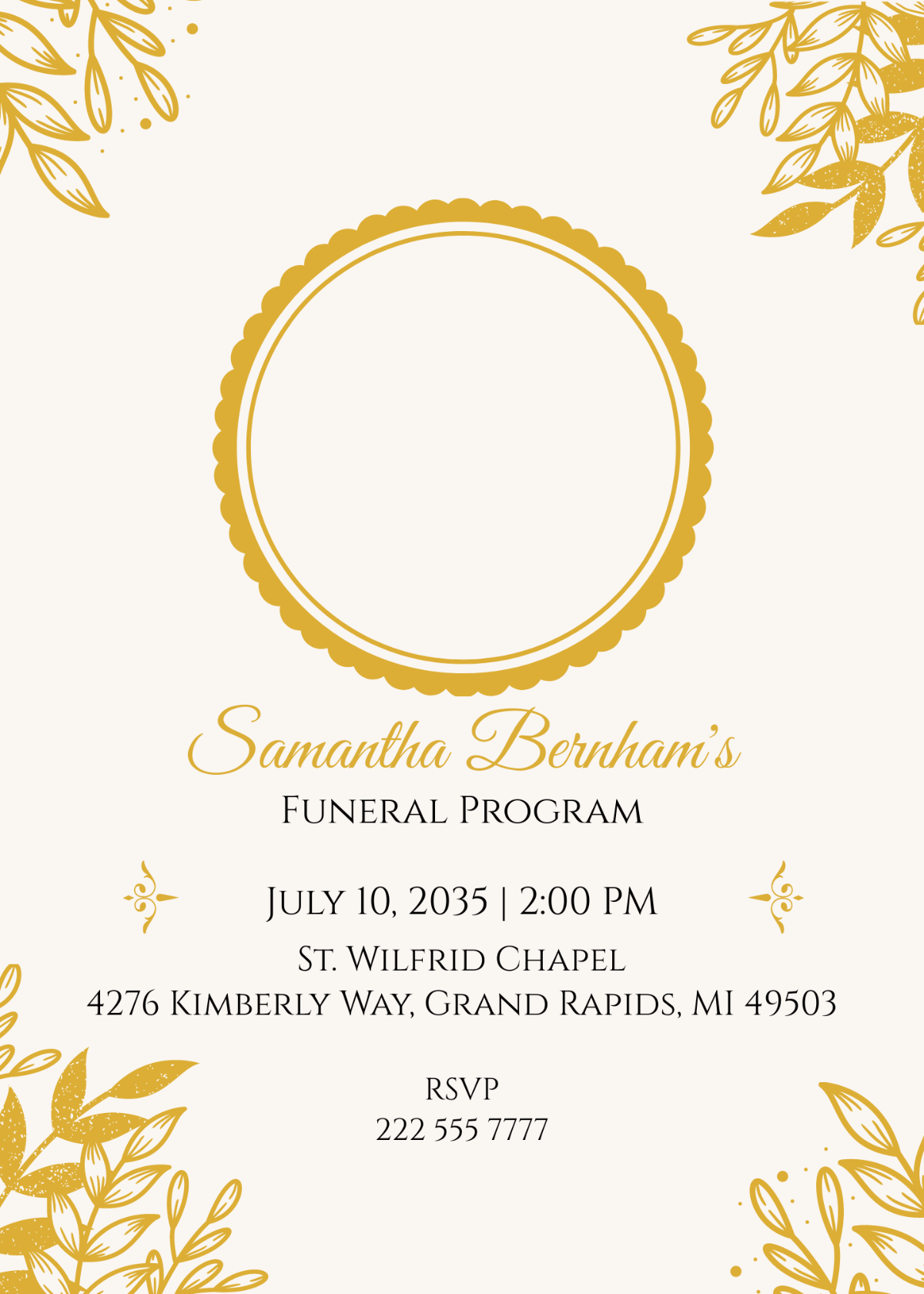 Free Funeral Program Invitation