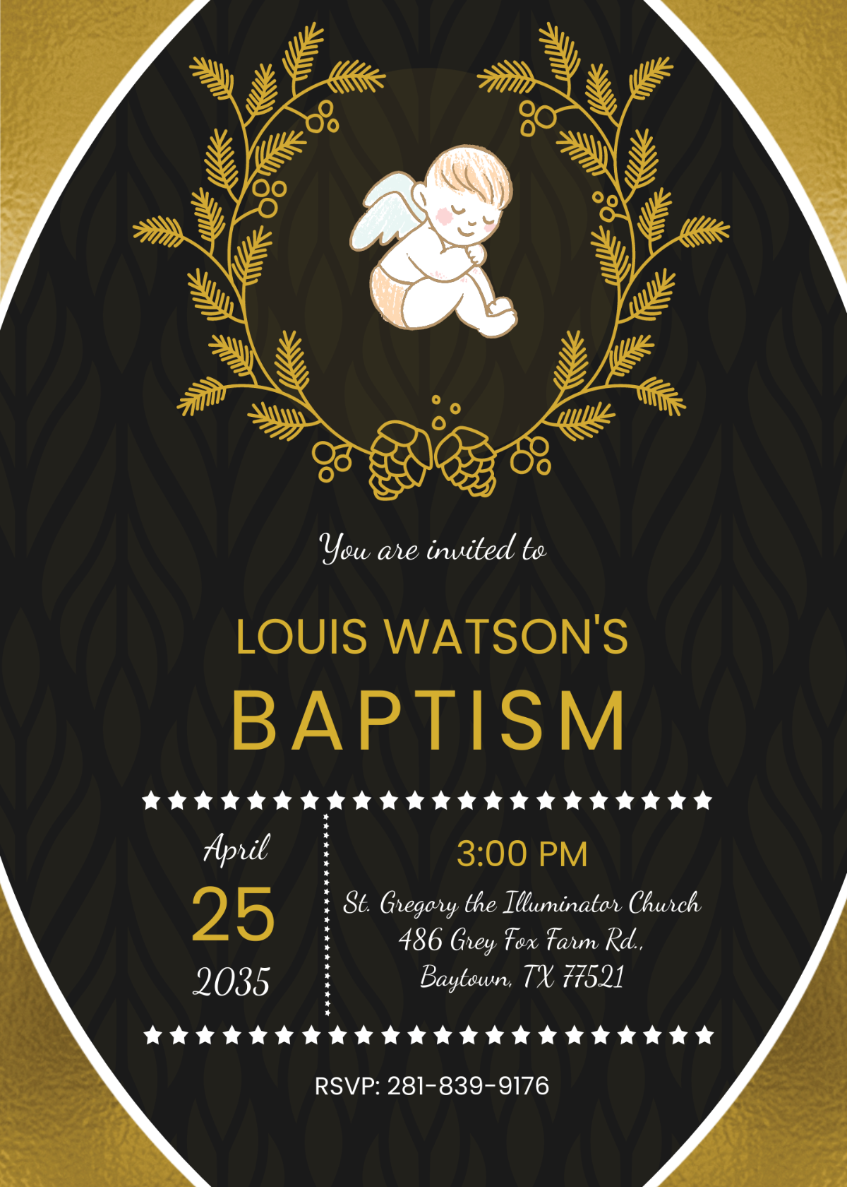 Gold Foil Baptism Invitation Template