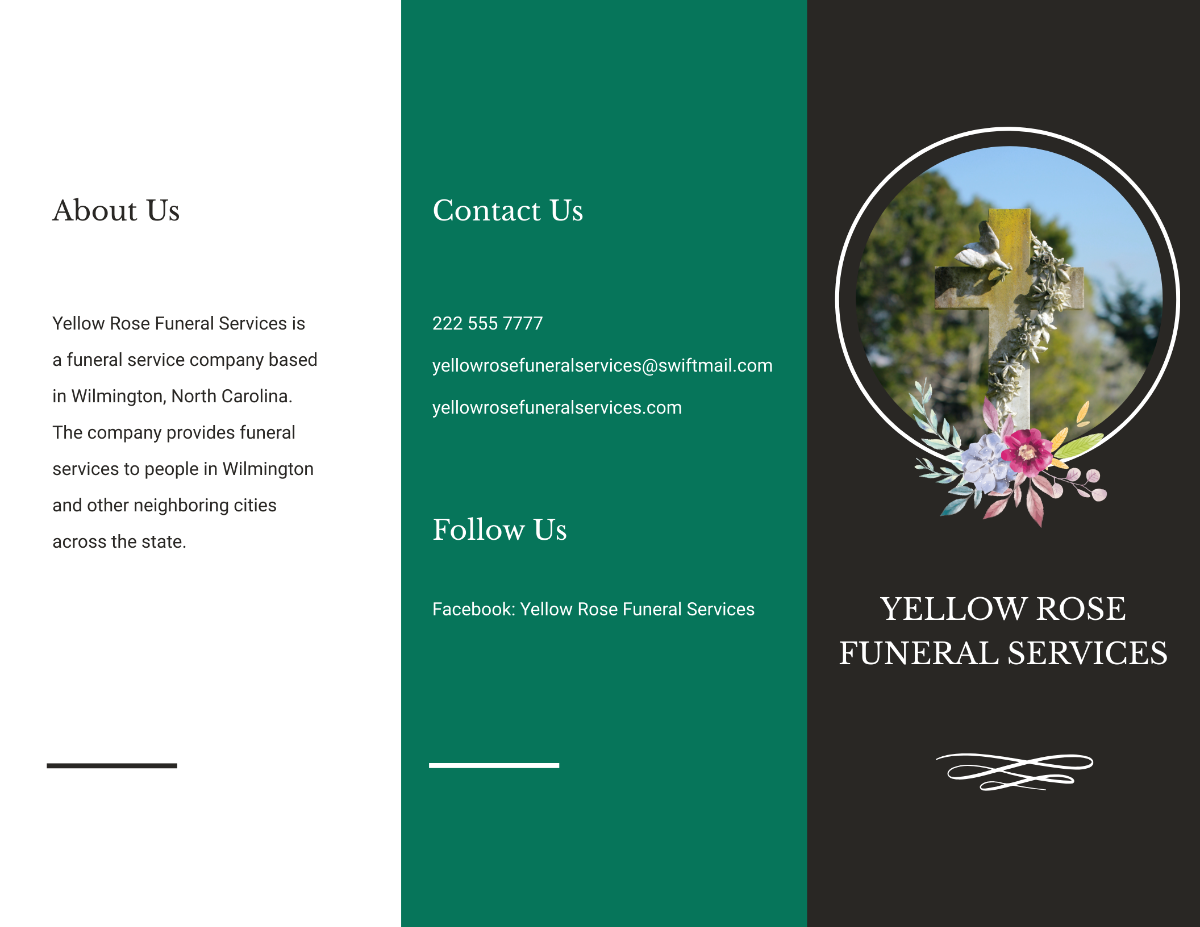 Minimalistic Funeral Obituary Tri-Fold Brochure Template