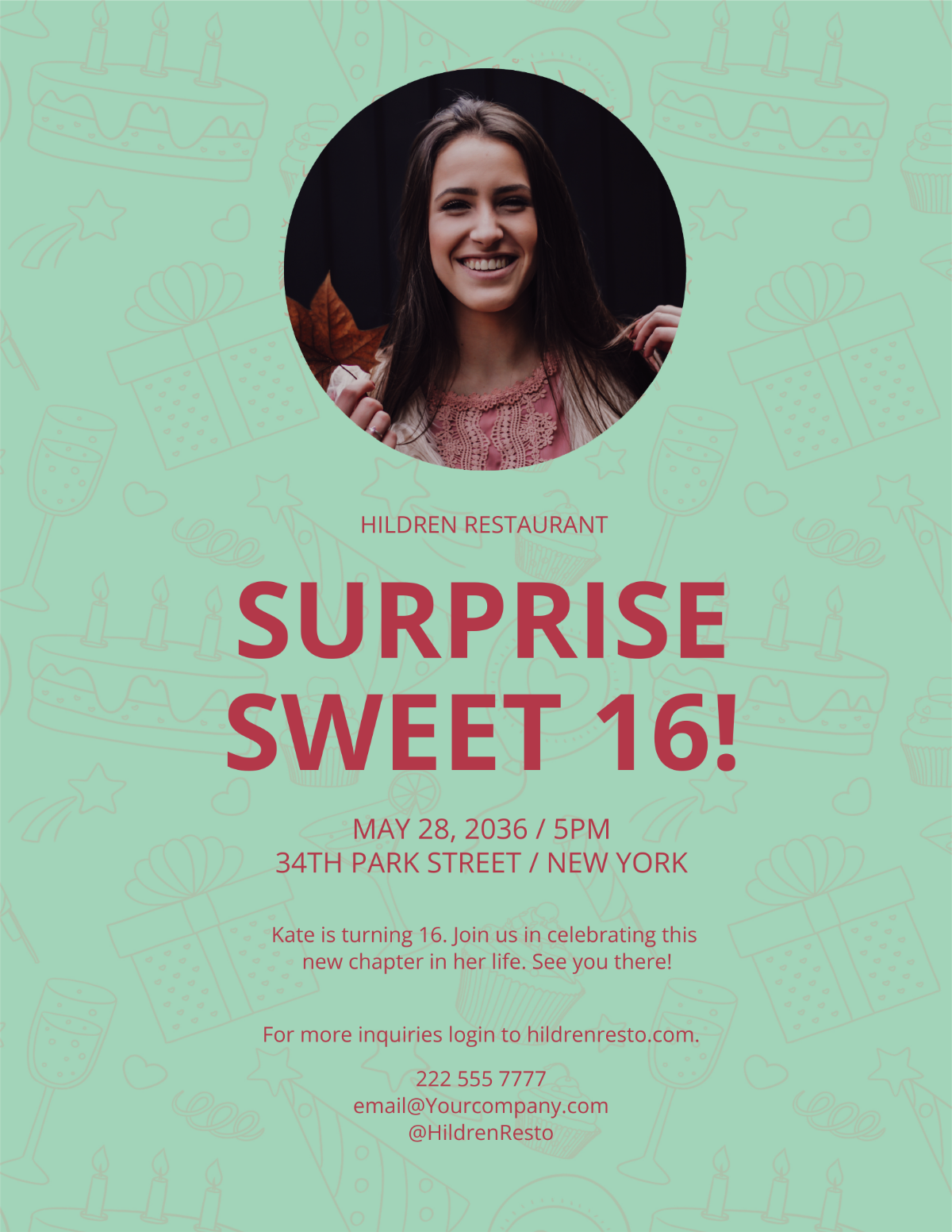 Free Surprise Birthday Party Flyer Template