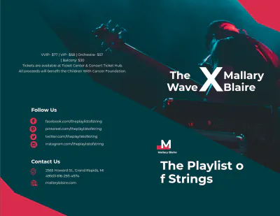 Free Music Concert Bi-Fold Brochure Template to Edit Online