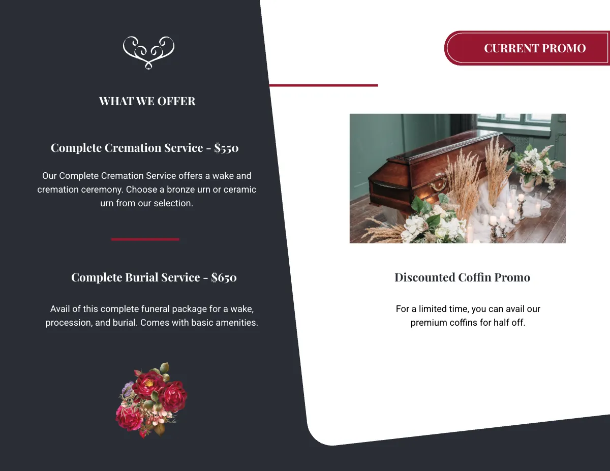 Free Modern Funeral Memorial Bi-Fold Brochure Template to Edit Online
