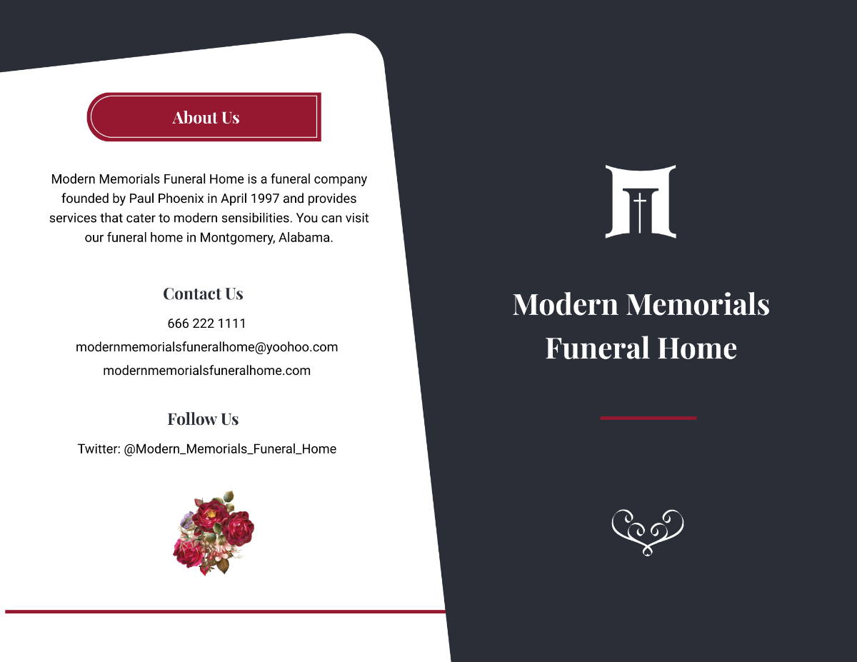 Modern Funeral Memorial Bi-Fold Brochure Template - Edit Online & Download