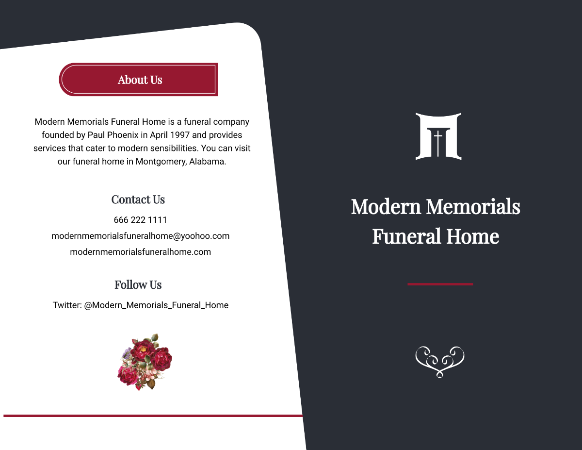 Modern Funeral Memorial Bi-Fold Brochure Template