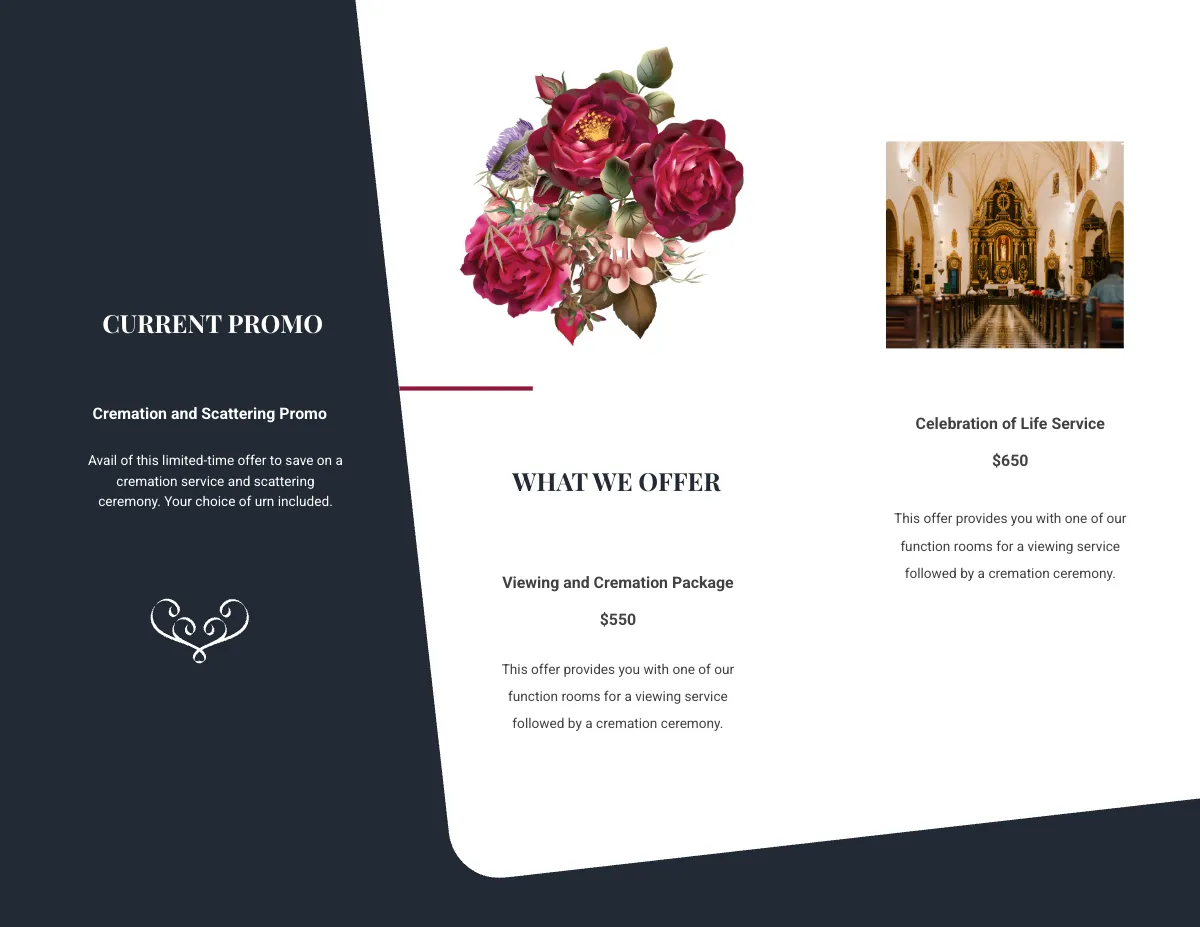 Free Modern Funeral Memorial Tri-Fold Brochure Template to Edit Online