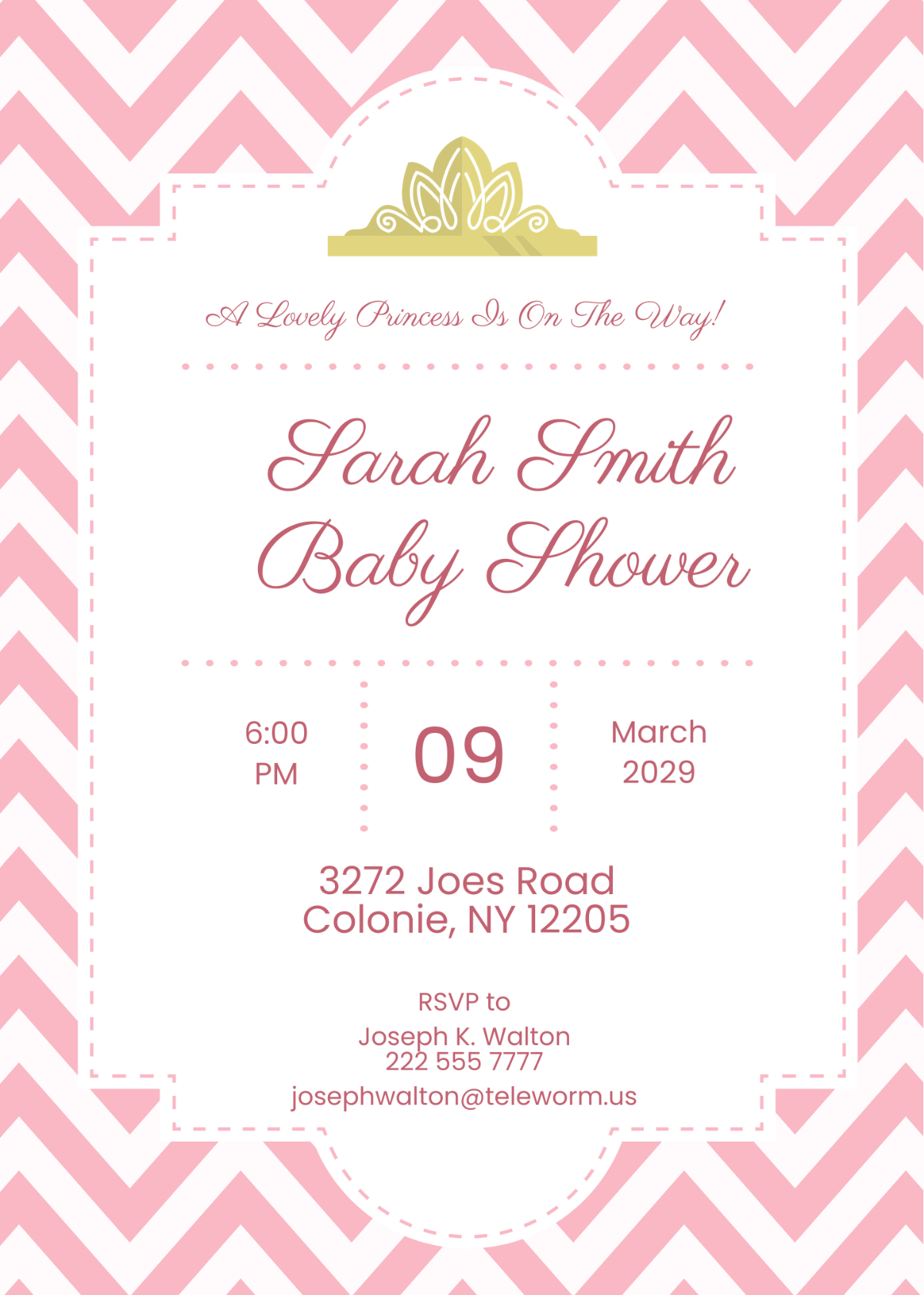 Royal Princess Baby Shower Invitation Template - Edit Online & Download