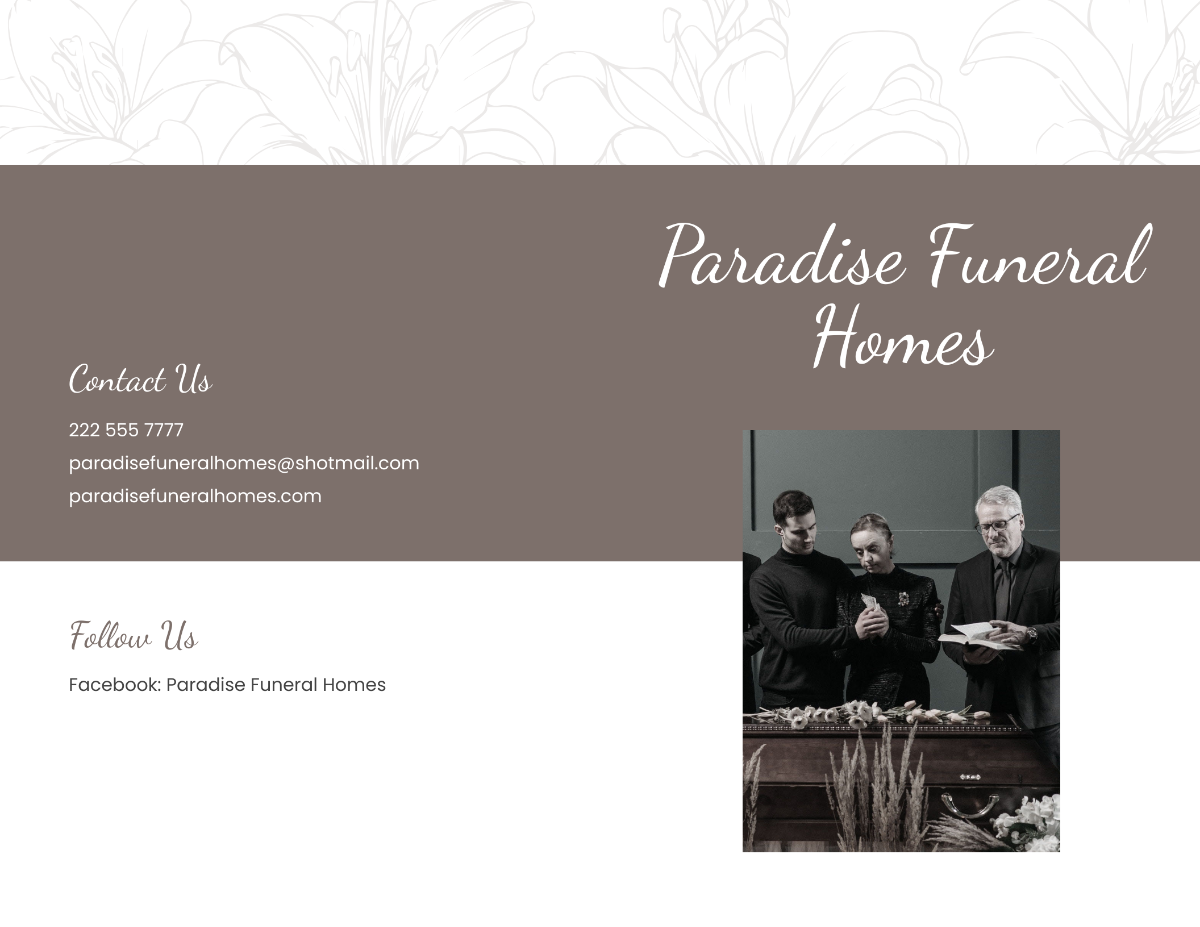 Sample Burial Funeral Bi-Fold Brochure Template