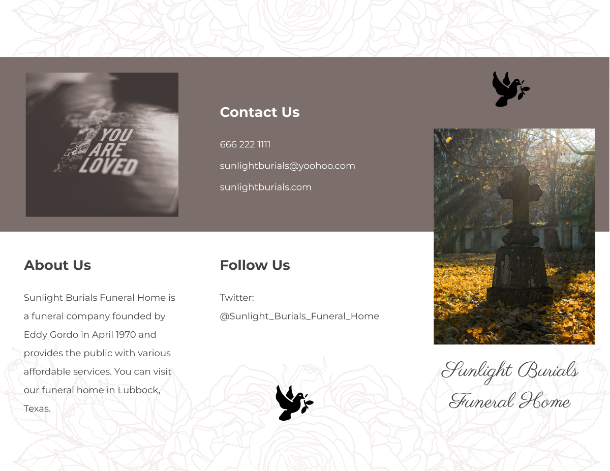 Sample Burial Funeral Tri-Fold Brochure Template - Edit Online & Download