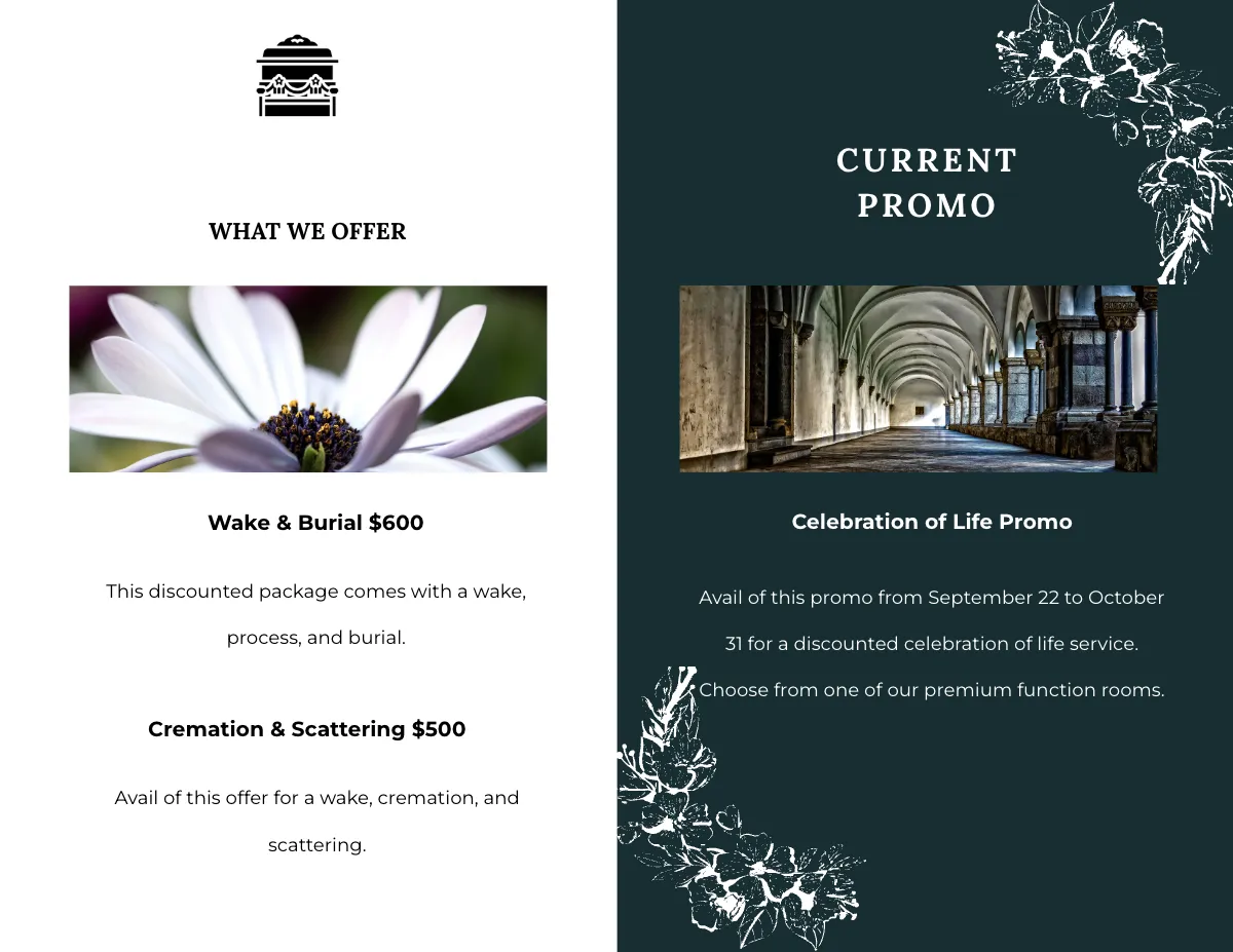 Free Sample Funeral Memorial Bi-Fold Brochure Template to Edit Online