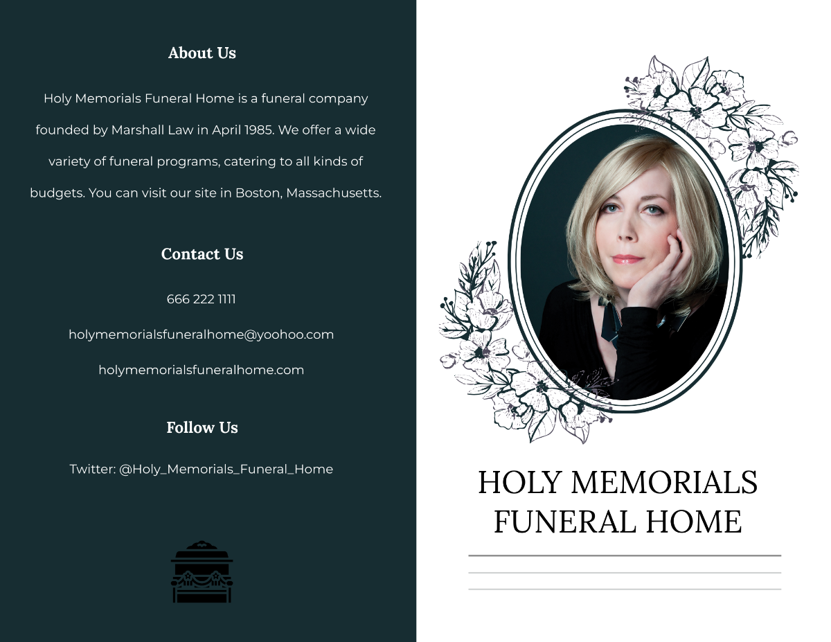 Sample Funeral Memorial Bi-Fold Brochure Template