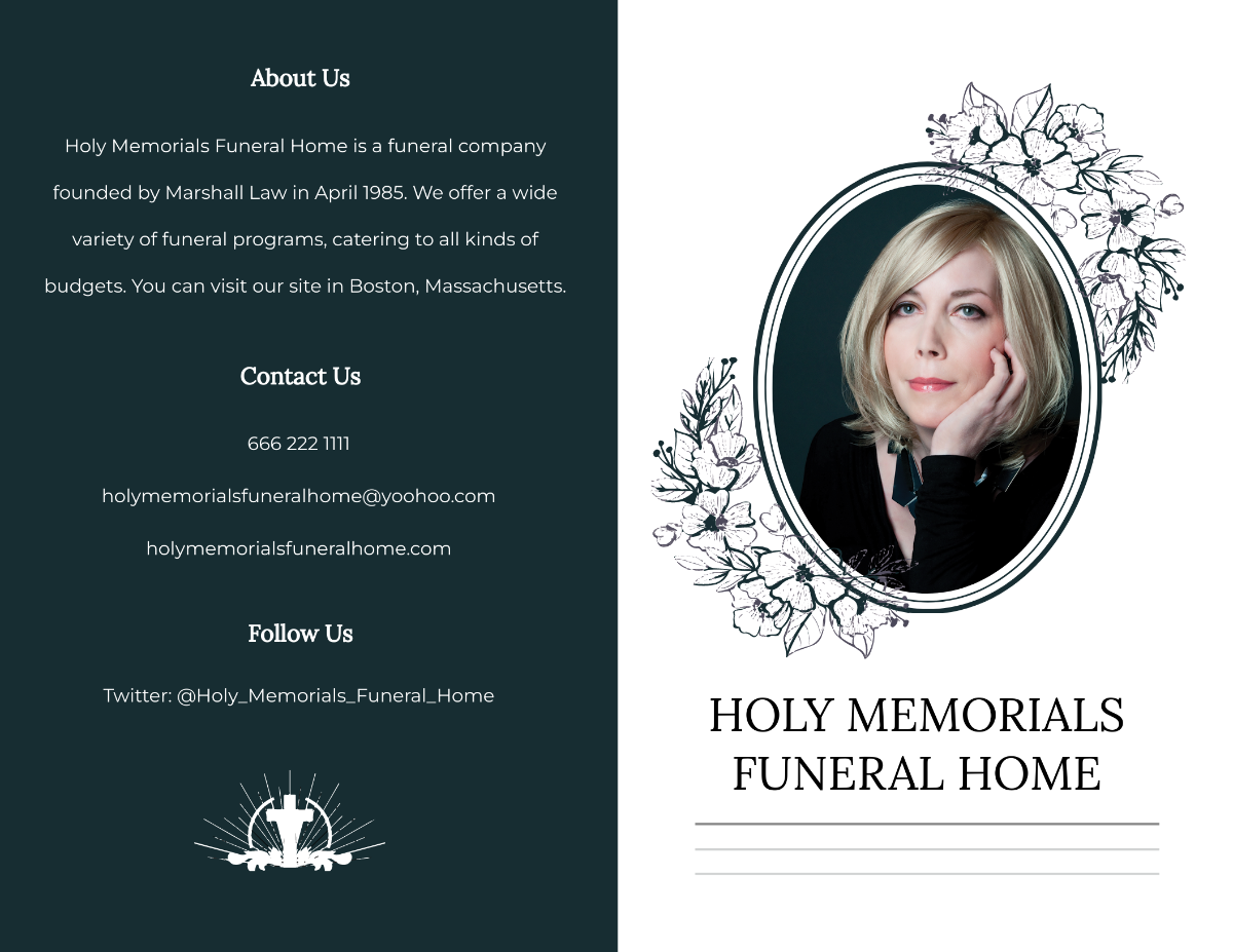 Sample Funeral Memorial Bi-Fold Brochure Template