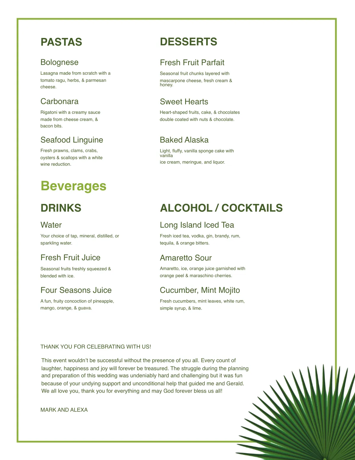 Free Philippine Wedding Menu Template to Edit Online