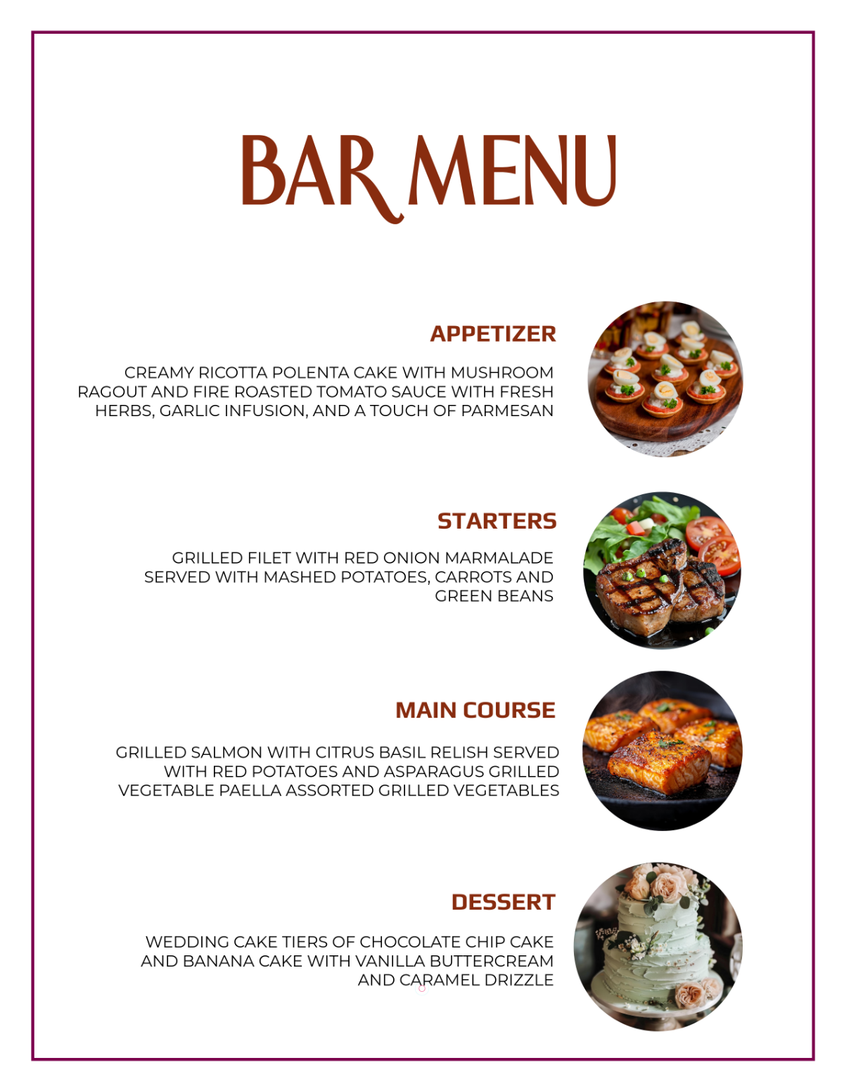 Free Wedding Reception Menu Template to Edit Online