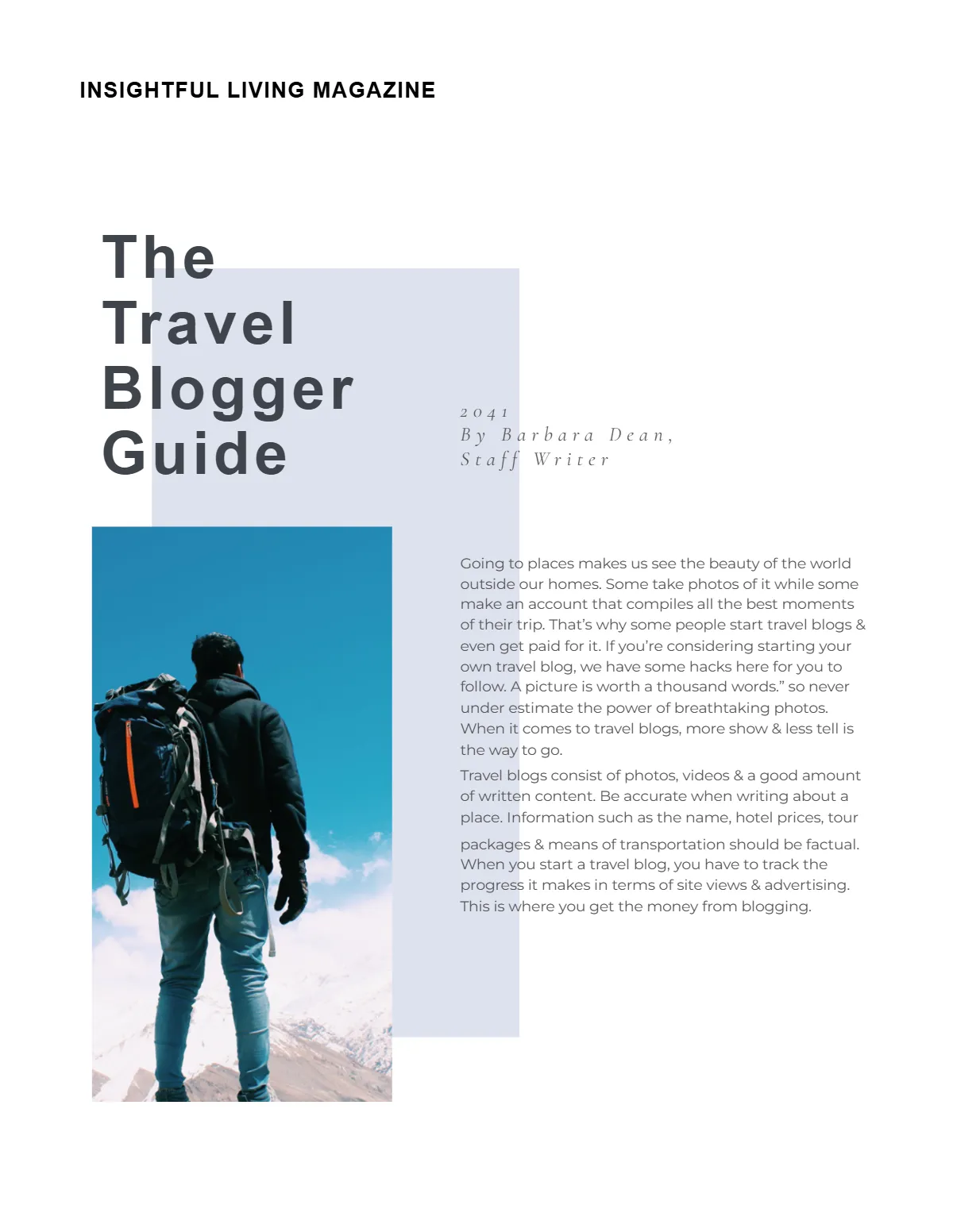 Free Tourist Magazine Template to Edit Online