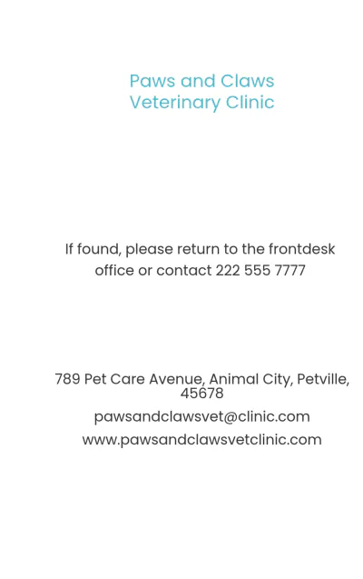 Free Veterinary ID Card Template to Edit Online