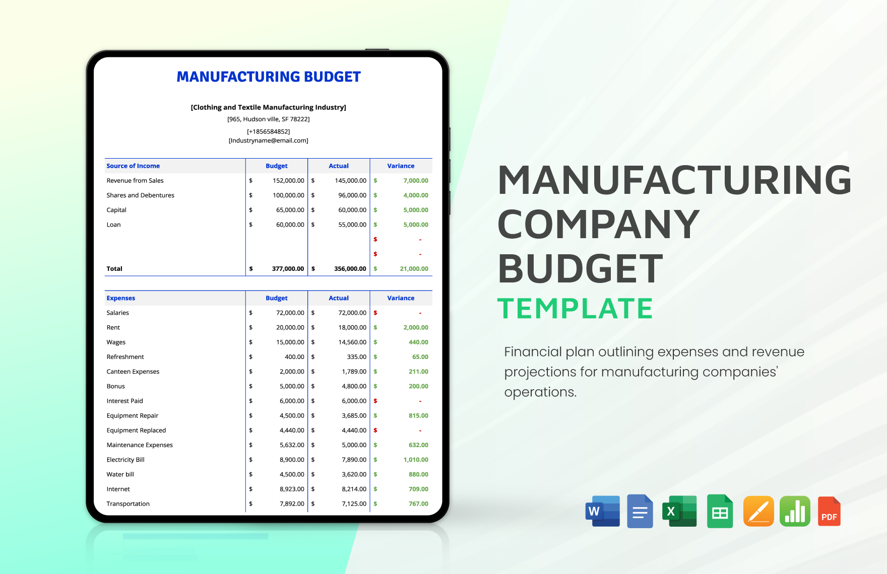 Free Company Budget Templates Editable And Printable Free Company Budget Templates Editable And Printable