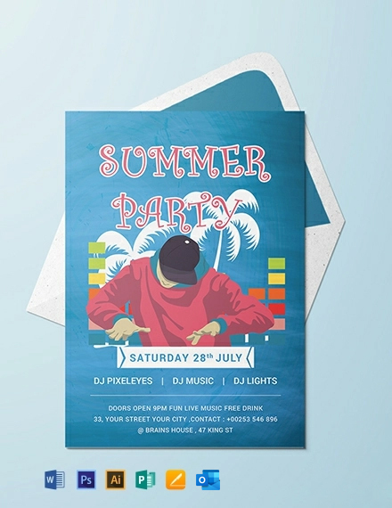 Summer Picnic Party Invitation Template Illustrator Word Outlook Apple Pages Psd