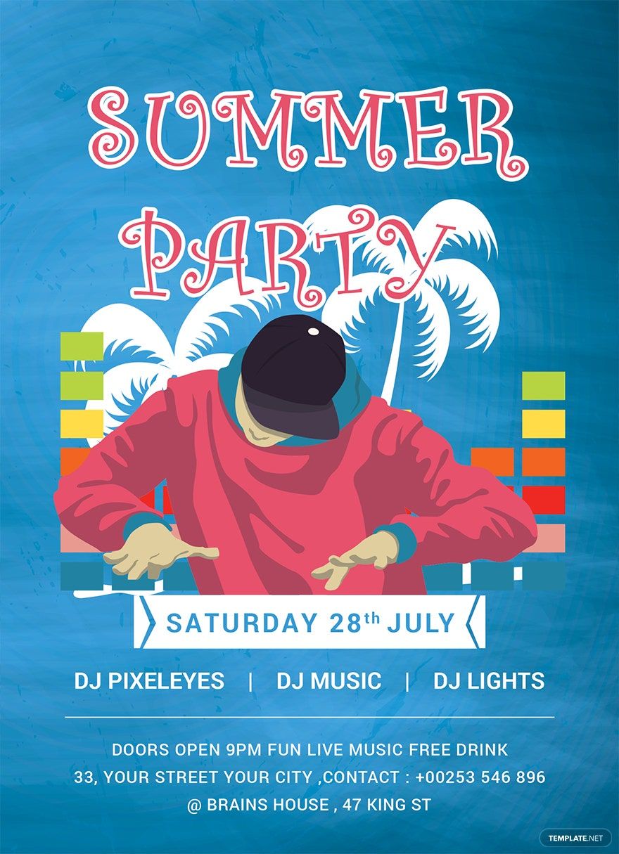 DJ Summer Party Invitation Template