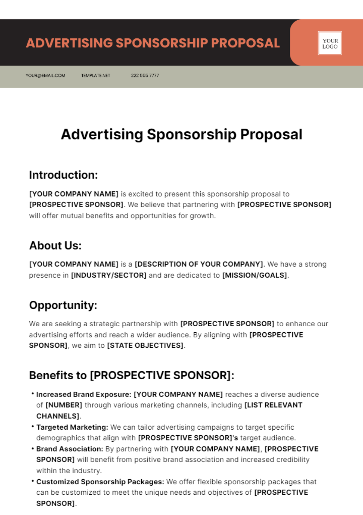 Free Advertising Sponsorship Proposal Template