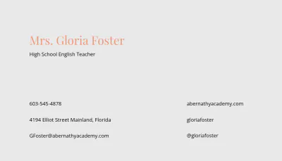 Free Minimal Teacher Business Card Template to Edit Online