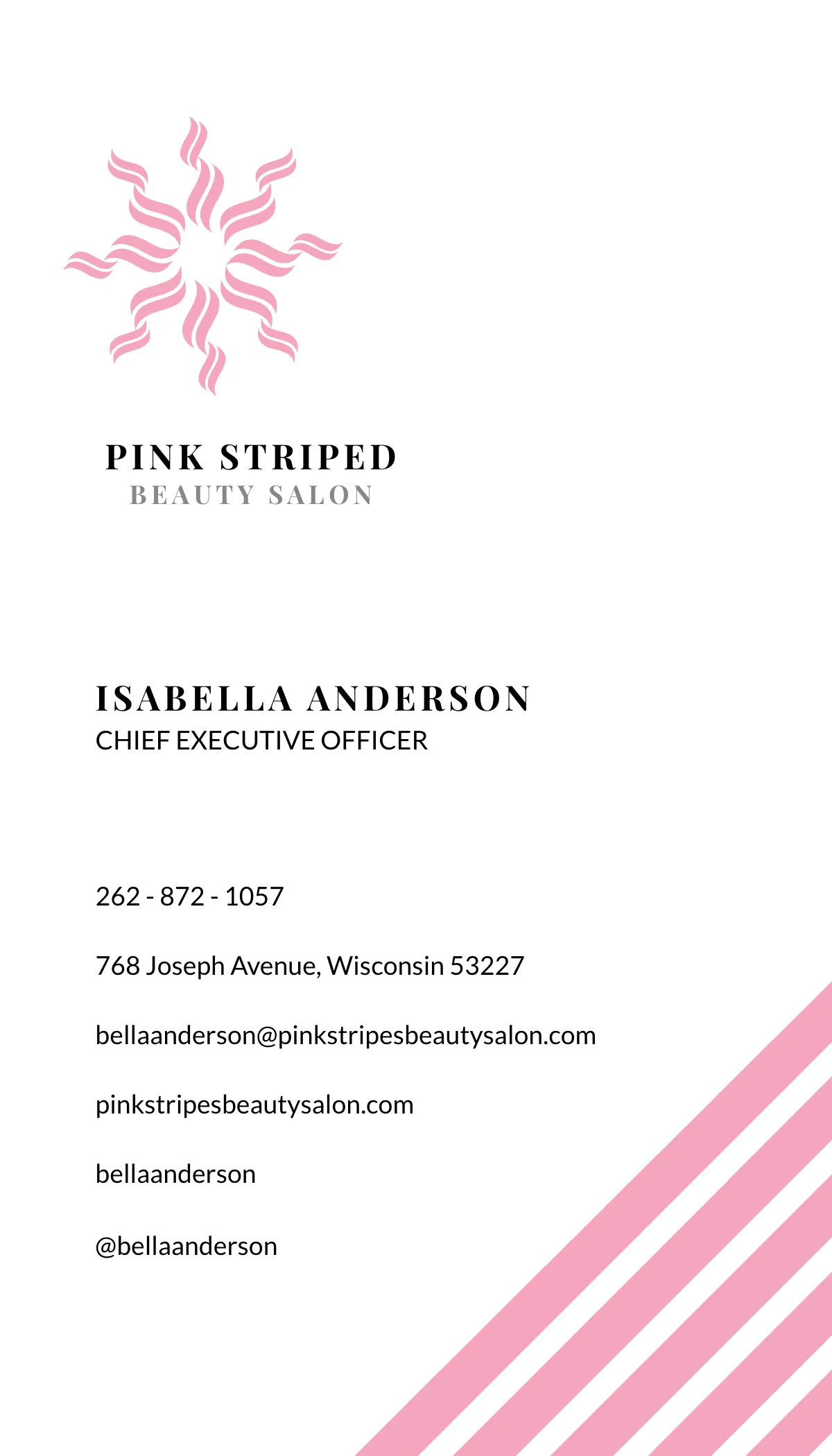 Free Pink Striped Business Card Template to Edit Online