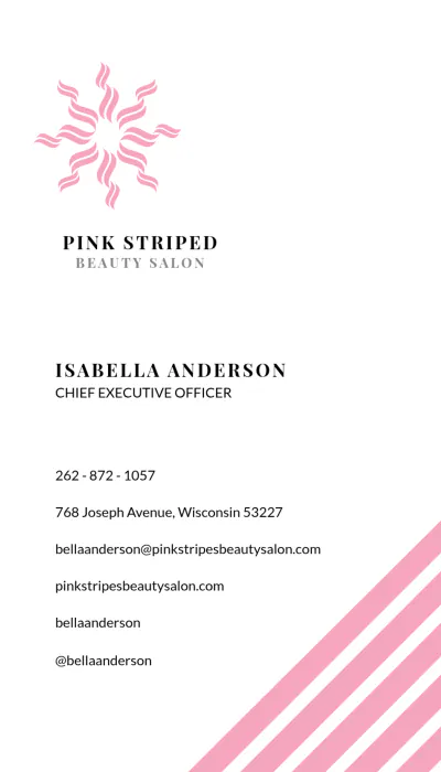 Free Pink Striped Business Card Template to Edit Online