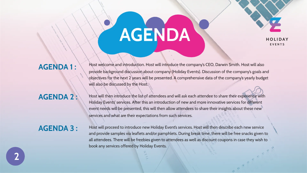 Free Event Planner Presentation Template to Edit Online