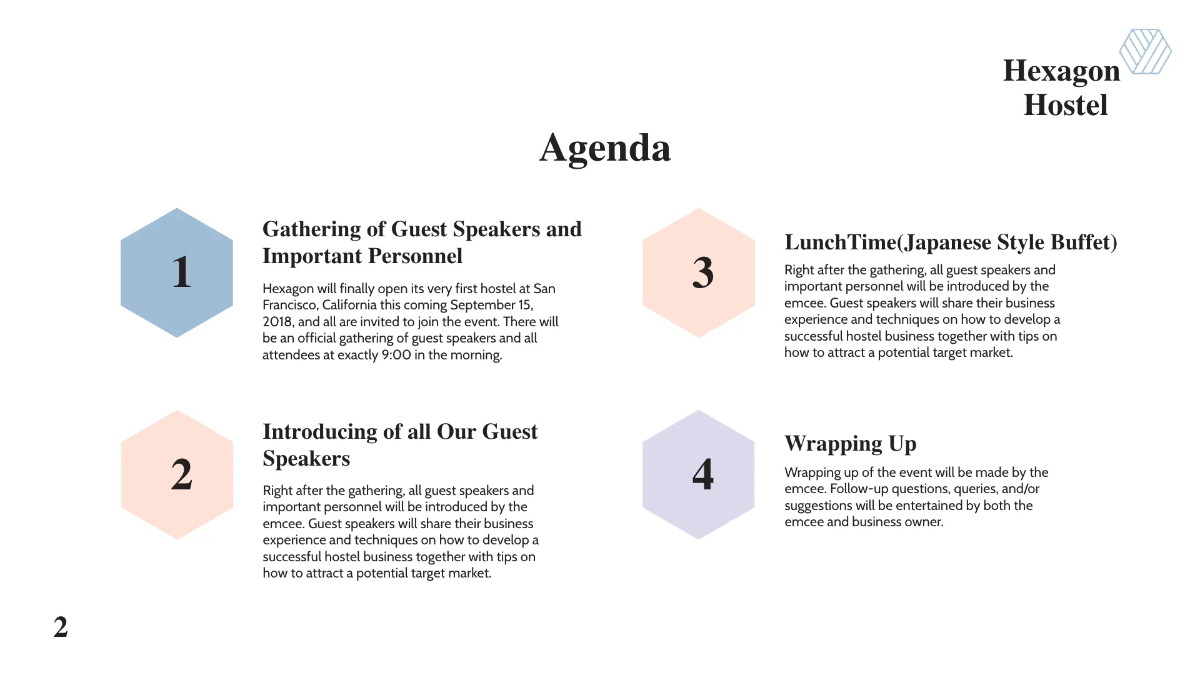 Free Hexagon Hostel Presentation Template to Edit Online