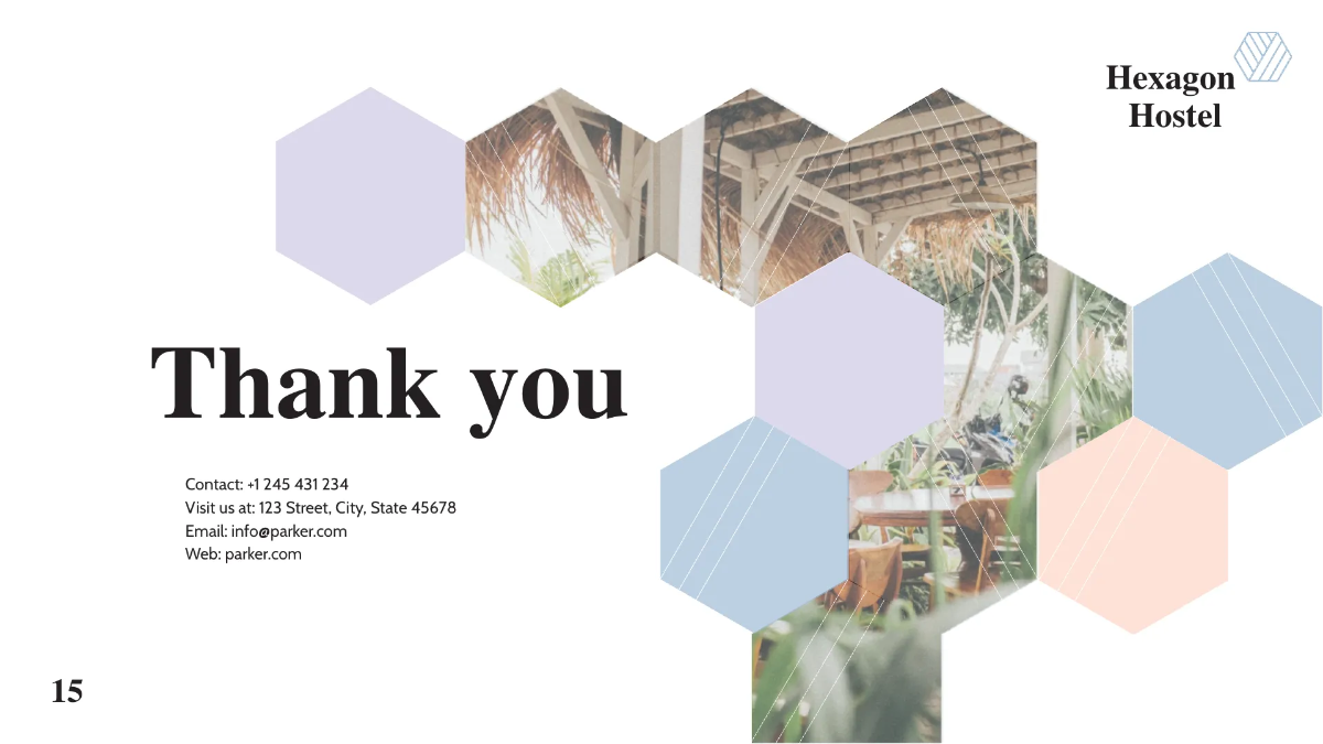 Free Hexagon Hostel Presentation Template to Edit Online