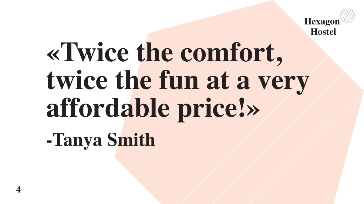 Free Hexagon Hostel Presentation Template to Edit Online