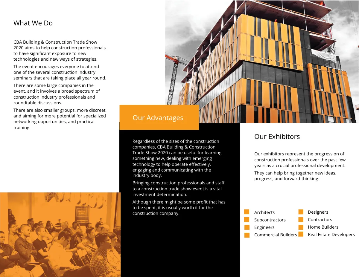 Free Builders Trade Show Tri-Fold Brochure Template to Edit Online