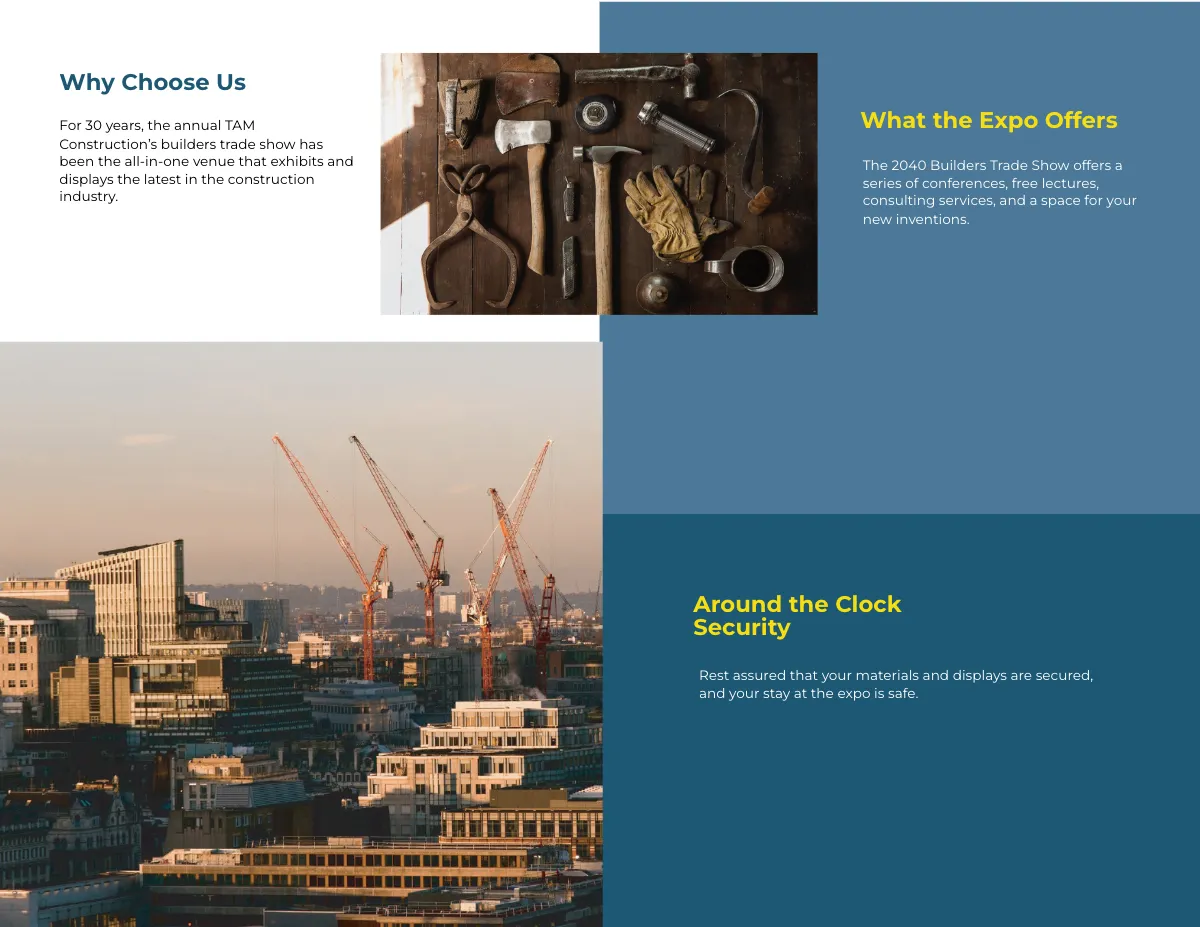 Free Builders Trade Show Bi-Fold Brochure Template to Edit Online