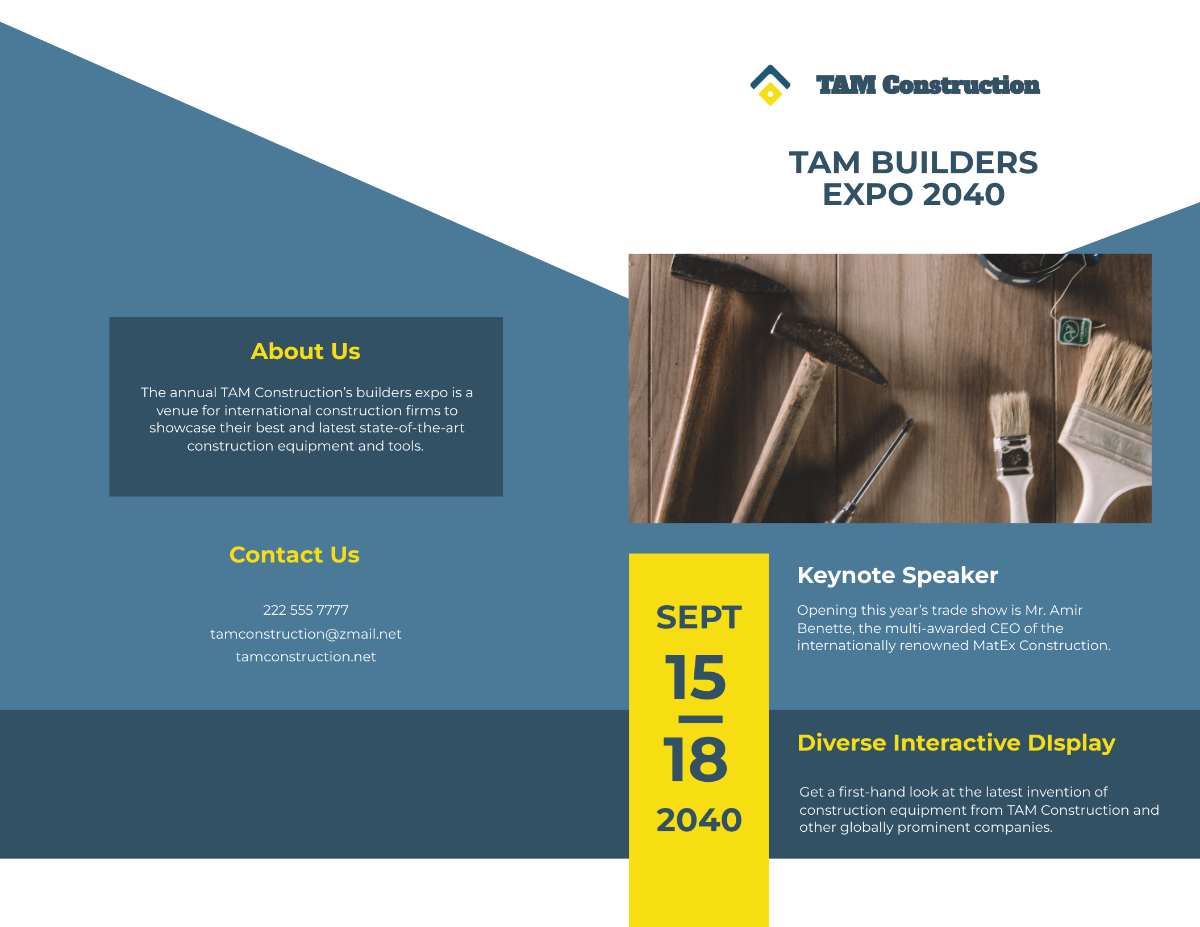 Builders Trade Show Bi-Fold Brochure Template - Edit Online & Download