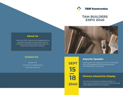 Free Builders Trade Show Bi-Fold Brochure Template to Edit Online