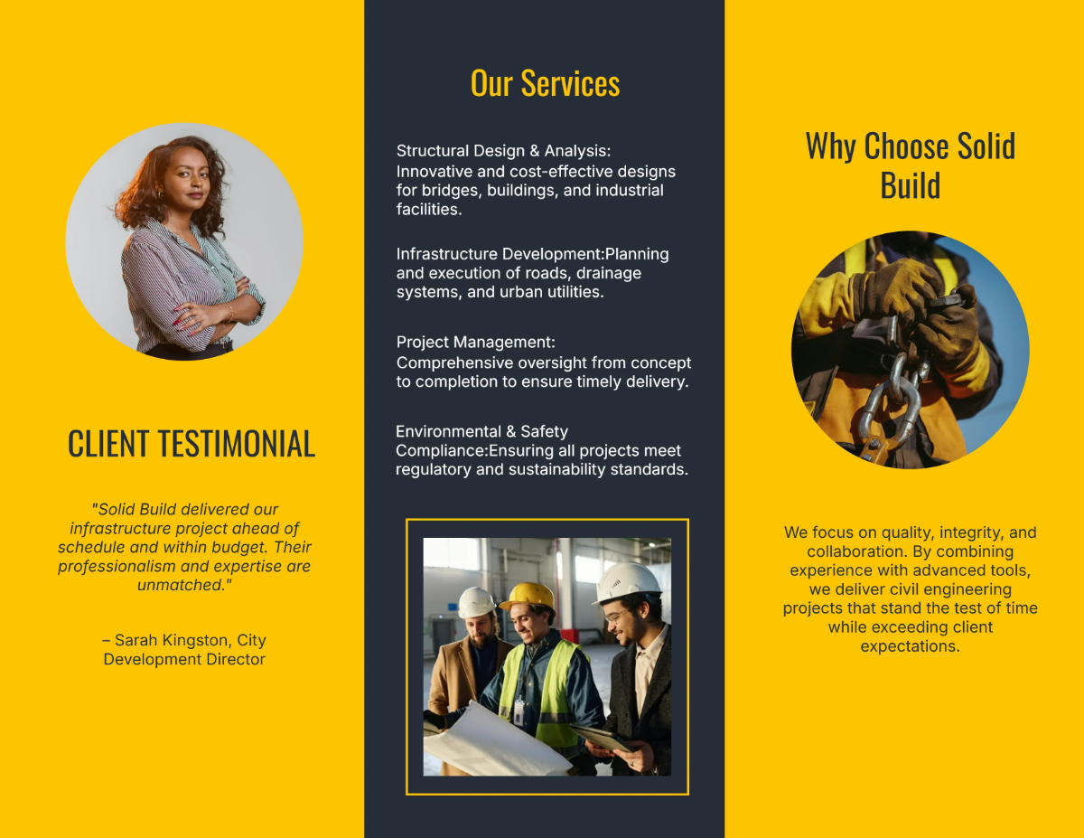 Free Civil Engineer Tri-Fold Brochure Template to Edit Online