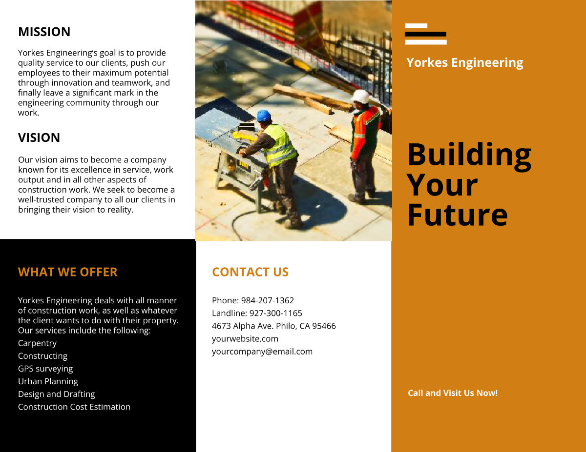 Civil Engineer Tri-Fold Brochure Template - Edit Online & Download