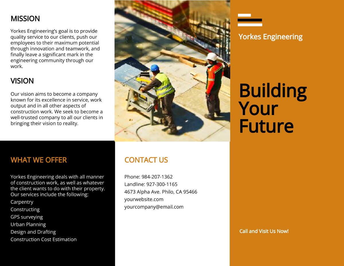 Free Civil Engineer Tri-Fold Brochure Template