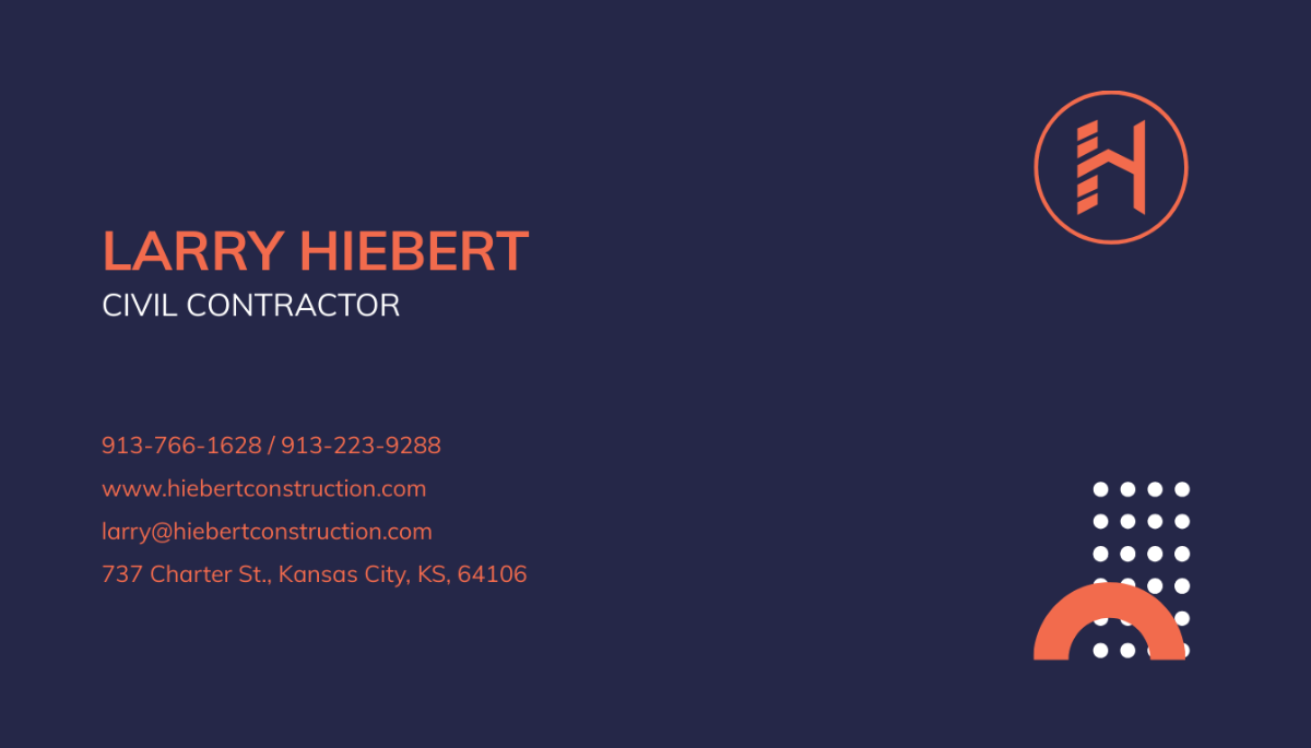 Free Civil Contractor Business Card Template