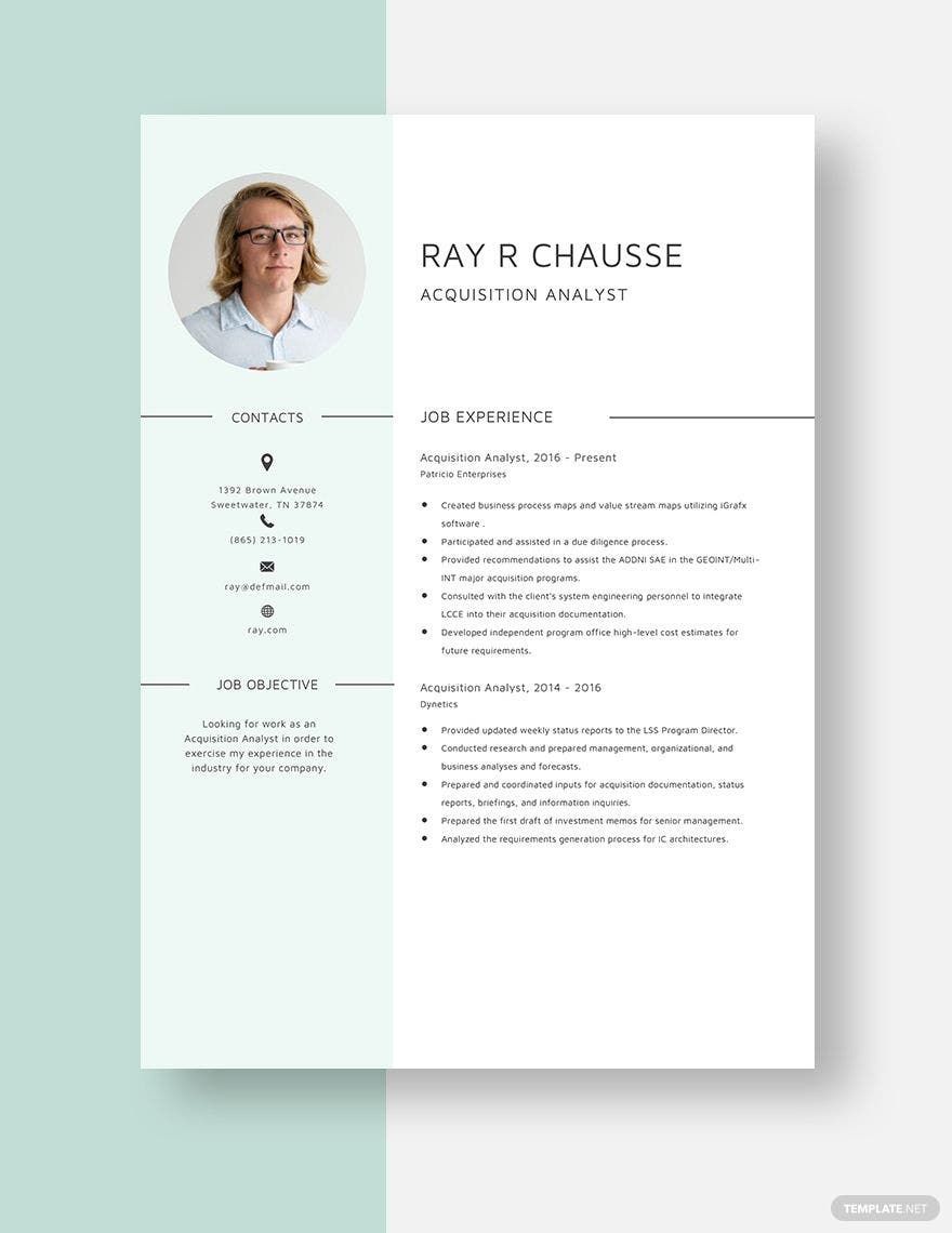 Free Acquisition Analyst Resume Template