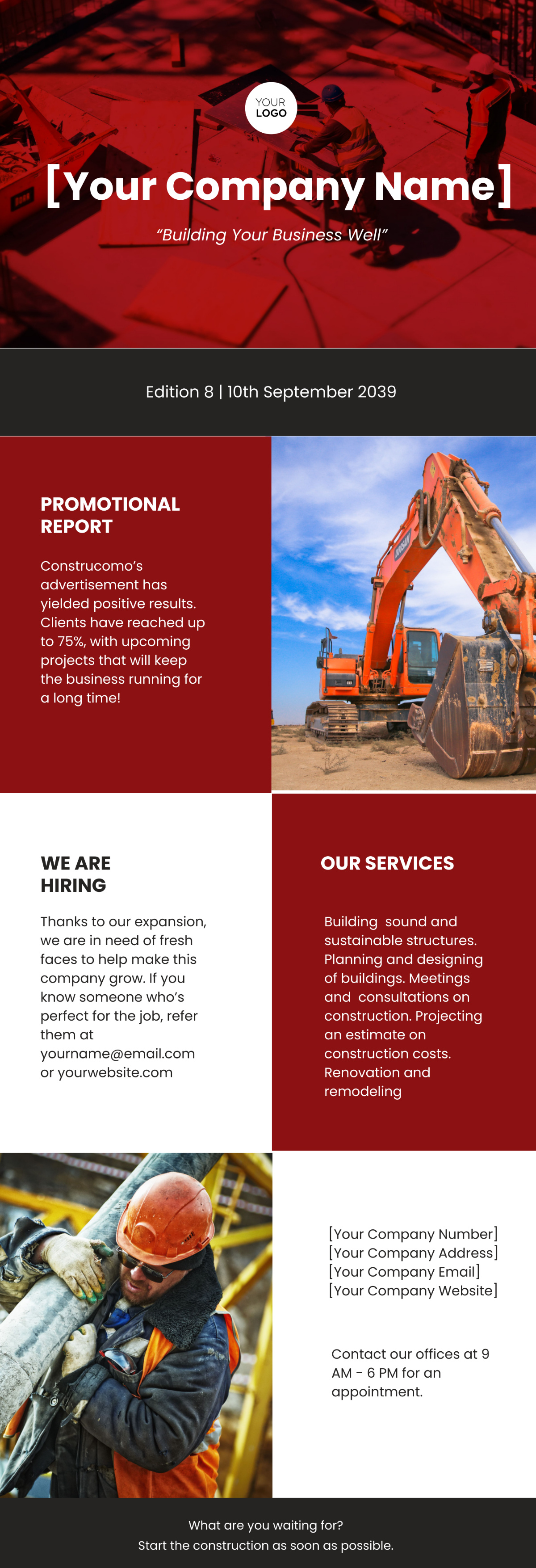 Free Constructional Promotional Newsletter Template